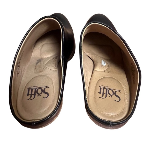 Sofft Black Leather Tasha Mule Stacked Heel Padded Insole Sz. 7 - Picture 3 of 7